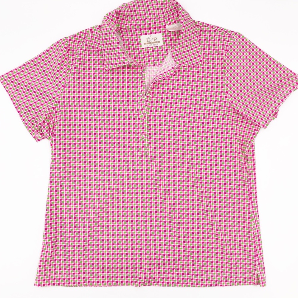 EP Pro Tour Tech Women's Pink & Green Golf Polo